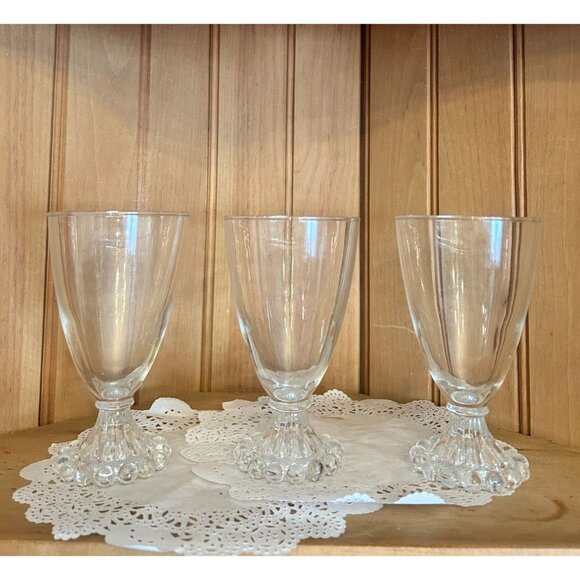 Vintage Imperial Candlewick Boopie Goblet Set Of 3 Clear Glasses Tumbler Wine Gl - Picture 4 of 4